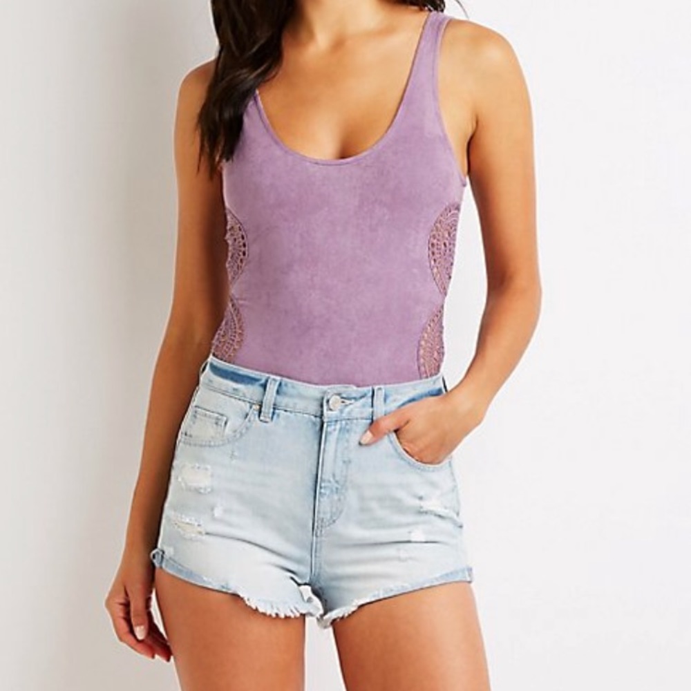 Purple suede leotard